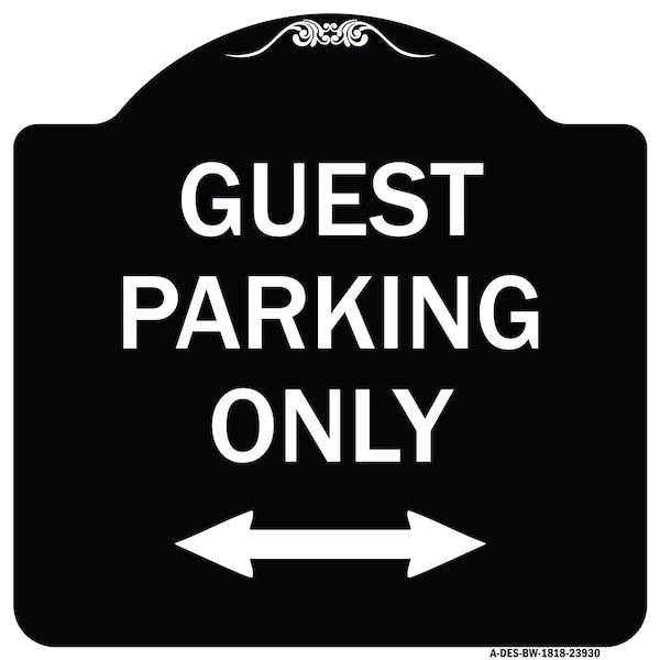 Signmission Guest Parking W/ Bidirectional Arrow Heavy-Gauge Aluminum Sign, 18" x 18", BW-1818-23930 A-DES-BW-1818-23930 - main